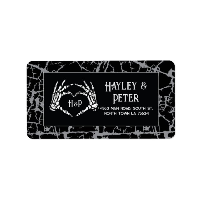Wedding Address Labels Stickers Skeleton Heart (Front)