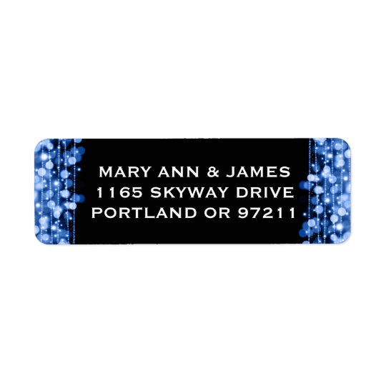 Wedding Address Party Sparkles Blue Return Address Label
