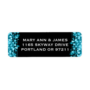 Wedding Address Party Sparkles Turquoise Return Address Label