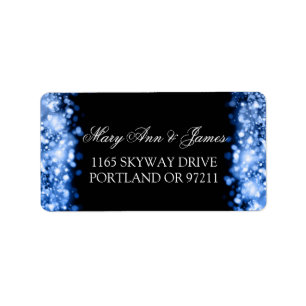 Wedding Address Sparkling Lights Sapphire Blue Label
