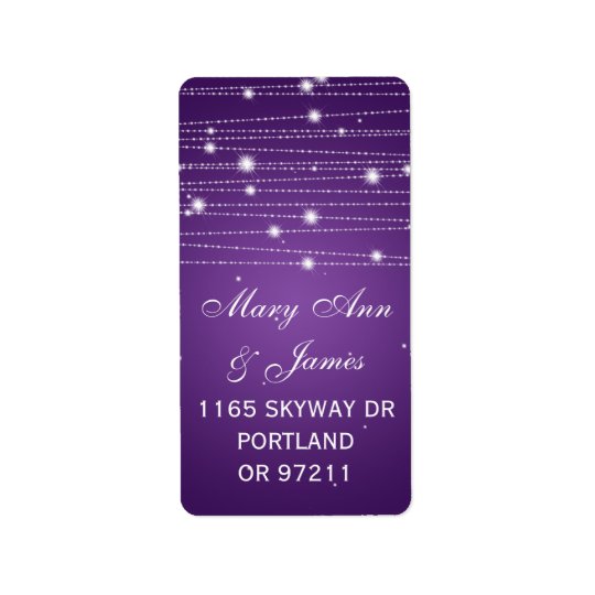 Wedding Address Sparkling Lines Purple Address Label