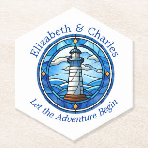 Wedding Adventure Lighthouse Sailing Nautical Paper Coaster