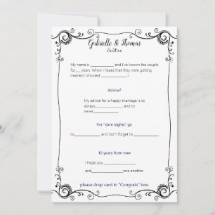 Wedding Advice and Comments Filigree Frame Invitation