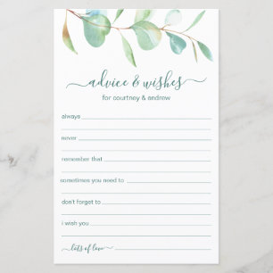 Wedding Advice and Wishes Eucalyptus