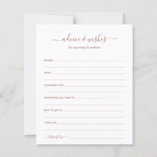 Wedding Advice and Wishes Terracotta (Front)