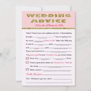 Wedding Advice Bridal shower game