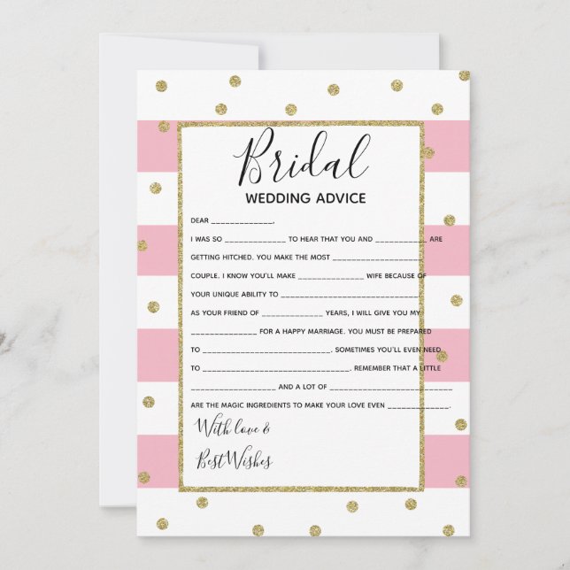 wedding advice  bride know bridal shower game invitation (Front)