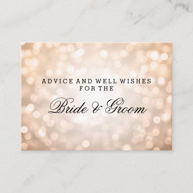 Wedding Advice Card Copper Glitter Lights (Front)