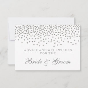 Wedding Advice Card Elegant Silver Confetti