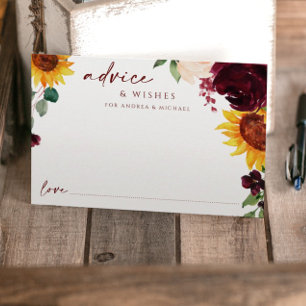 Wedding Advice Card Fall Sunflowers Wedding