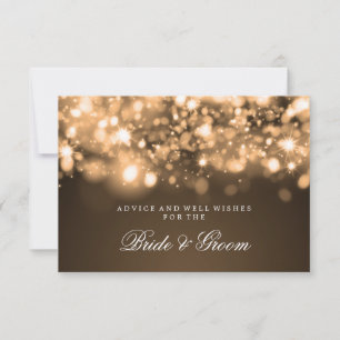 Wedding Advice Card Gold Sparkling Lights