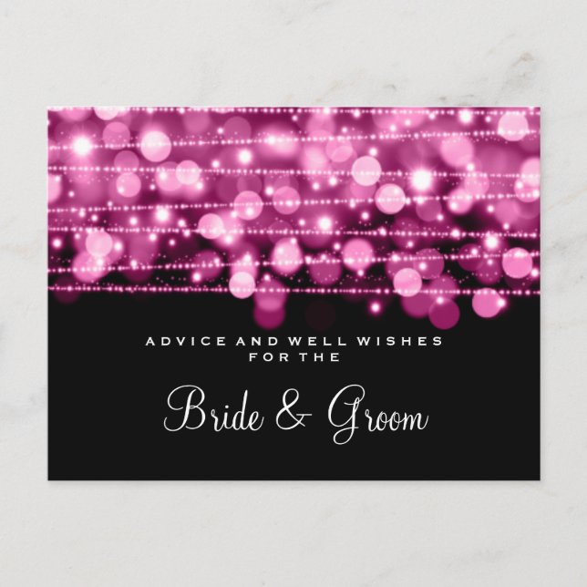 Wedding Advice Card Party Sparkles Pink (Front)