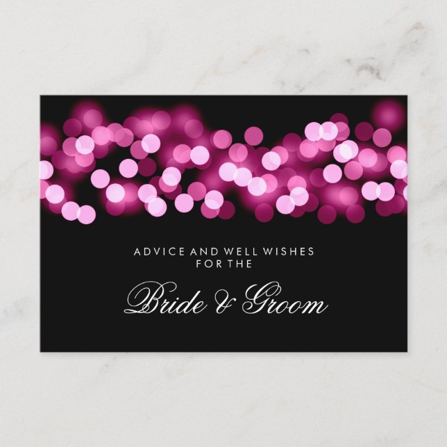 Wedding Advice Card Pink Hollywood Glam (Front)