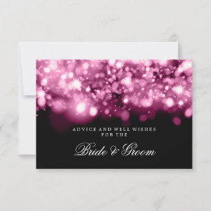Wedding Advice Card Pink Sparkling Lights