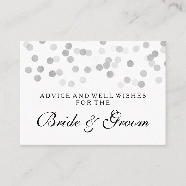 Wedding Advice Card Silver Foil Glitter Lights (Front)