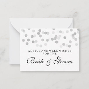 Wedding Advice Card Silver Foil Glitter Lights