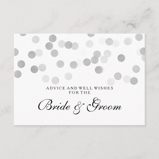 Wedding Advice Card Silver Foil Glitter Lights (Front)