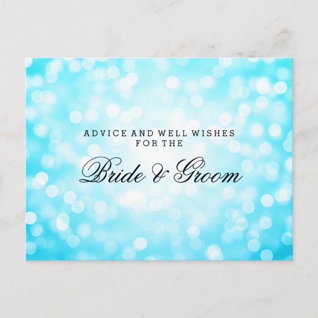 Wedding Advice Card Turquoise Glitter Lights (Front)