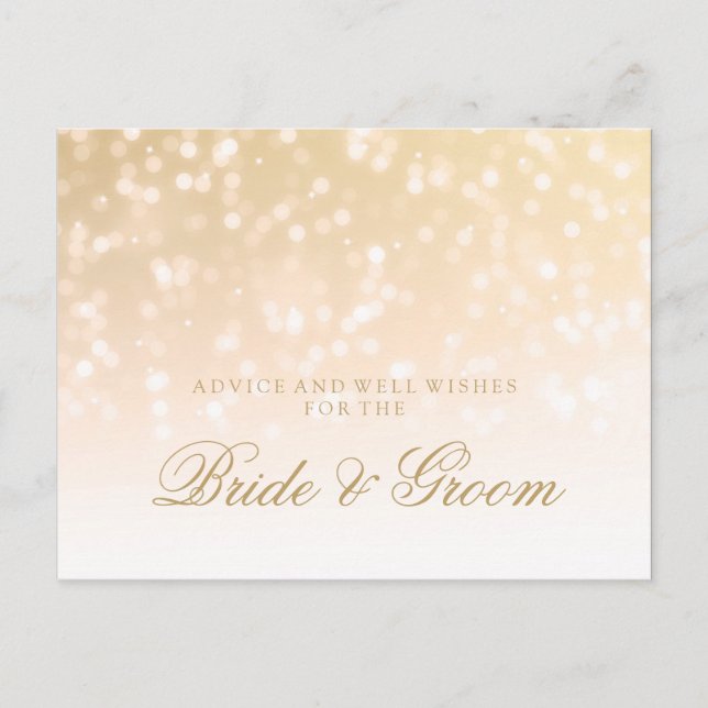 Wedding Advice Gold Bokeh Sparkle Lights Card (Front)