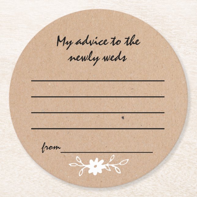 Wedding Advice Paper Coaster (Front)