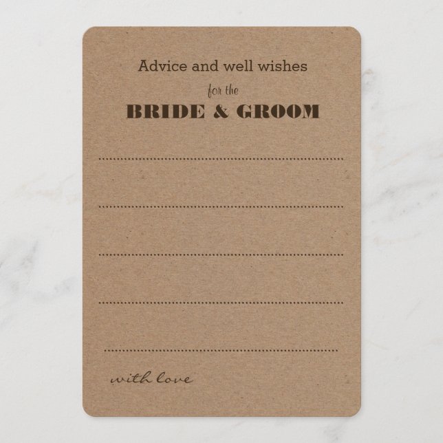 Wedding Advice  | Rustic Kraft Paper Card (Front)
