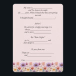 Wedding Advice Spring Flowers Pink Purple Yellow   Card<br><div class="desc">Funny comment,  advice cards for your wedding guests. Beautiful,  watercolor Spring flowers on a very light pink background. Personalise text to any silly,  fun questions or comments you want.</div>