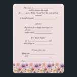 Wedding Advice Spring Flowers Pink Purple Yellow   Card<br><div class="desc">Funny comment,  advice cards for your wedding guests. Beautiful,  watercolor Spring flowers on a very light pink background. Personalise text to any silly,  fun questions or comments you want.</div>