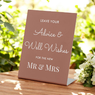 Wedding Advice Terracotta Brown Well Wishes Pedestal Sign