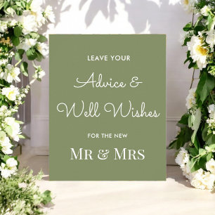 Wedding Advice Well Wishes Sage Green Poster