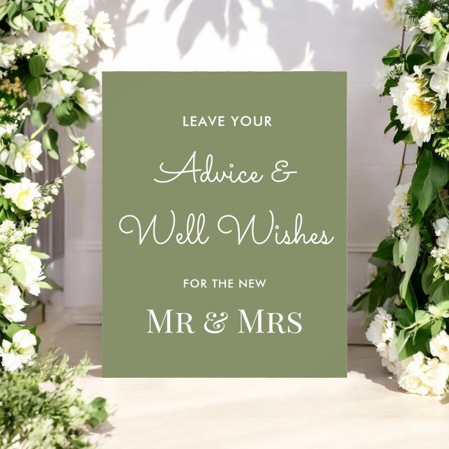 Wedding Advice Well Wishes Sage Green  Poster (Creator Uploaded)