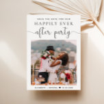 Wedding After Party Photo Reception Save the Date Announcement<br><div class="desc">Elegant save the date for your post-elopement or small wedding reception. The front features your wedding day photo and "Save The Date For Our Happily Ever After Party" in a mix of simple typography and a pretty script with swashes. Under your photo add your first names and reception date. On...</div>