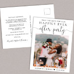 Wedding After Party Photo Reception Save the Date Announcement Postcard<br><div class="desc">Elegant save the date postcard for a reception or party after your elopement or small wedding. The front features your wedding day photo and "Save The Date For Our Happily Ever After Party" in a mix of simple typography and a pretty script with swashes. Under your photo add your first...</div>