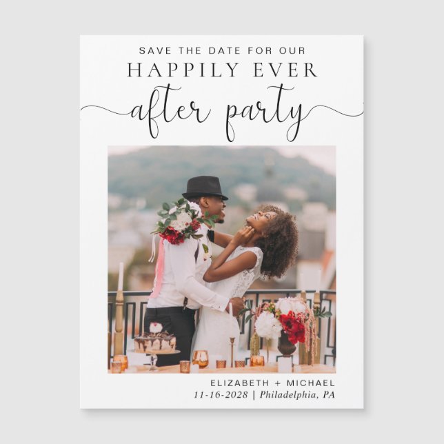 Wedding After Party Photo Reception Save the Date Magnetic Invitation (Front)