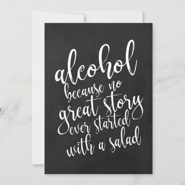 Wedding Alcohol Bar Affordable Chalkboard Sign Invitation (Front)