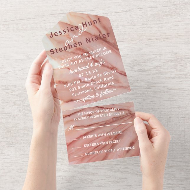 Wedding All N One Invitation Pretty in Pink (Tearaway)