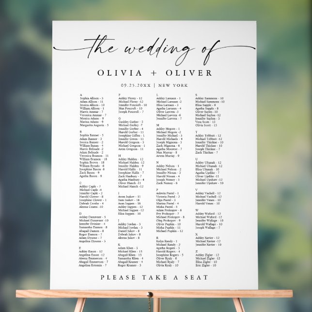 Wedding Alphabet up to 162 People Seating Chart (Neutral)