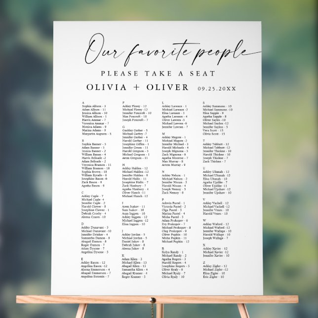 Wedding Alphabet up to 162 People Seating Chart (Neutral)
