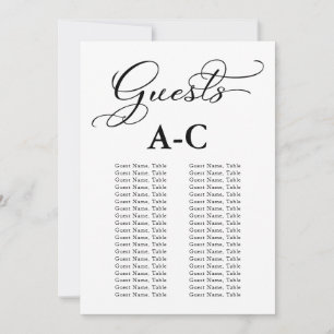 Wedding Alphabetical Guest Seating Elegant Invitation