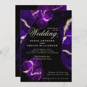 Wedding    Amethyst Purple Alcohol Ink Invitation