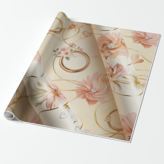 Wedding and Engagement Wrapping Sheet Wrapping Paper (Unrolled)