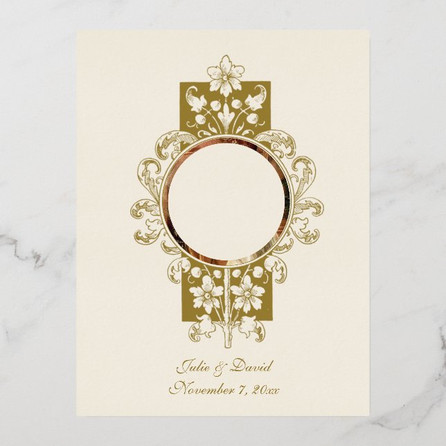 Wedding Angelus Prayer Betrothal Virgin Mary Foil Invitation Postcard (Front)