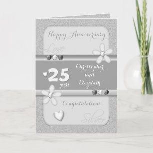 Wedding Anniversary 25th Silver greeting Card