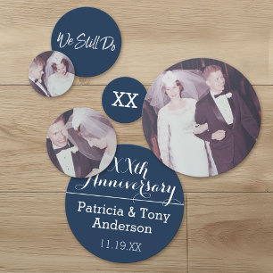 Wedding Anniversary - 3 Photos - Navy Blue Confetti