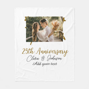 Wedding Anniversary add name year image gold stars Fleece Blanket