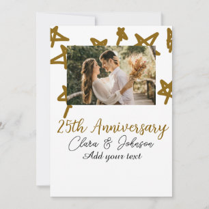 Wedding Anniversary add name year image gold stars Invitation