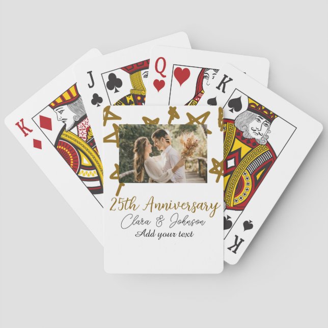 Wedding Anniversary add name year image gold stars Playing Cards (Back)