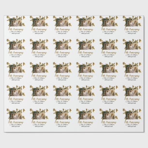 Wedding Anniversary add name year image gold stars Wrapping Paper