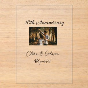 Wedding Anniversary add name year image text coule Acrylic Invitations