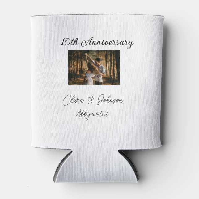 Wedding Anniversary add name year image text coule Can Cooler (Front)