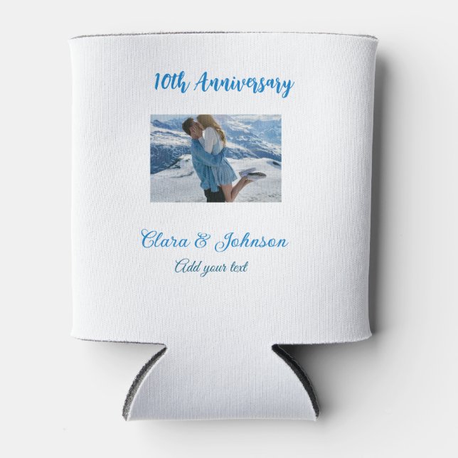 Wedding Anniversary add name year image text coule Can Cooler (Front)